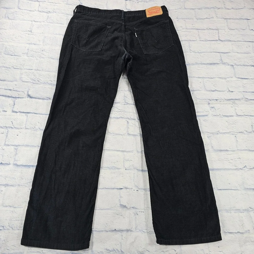 Levis 514 Corduroy Pants Mens 36x32 Black Straight Leg Casual Workwear Ribbed